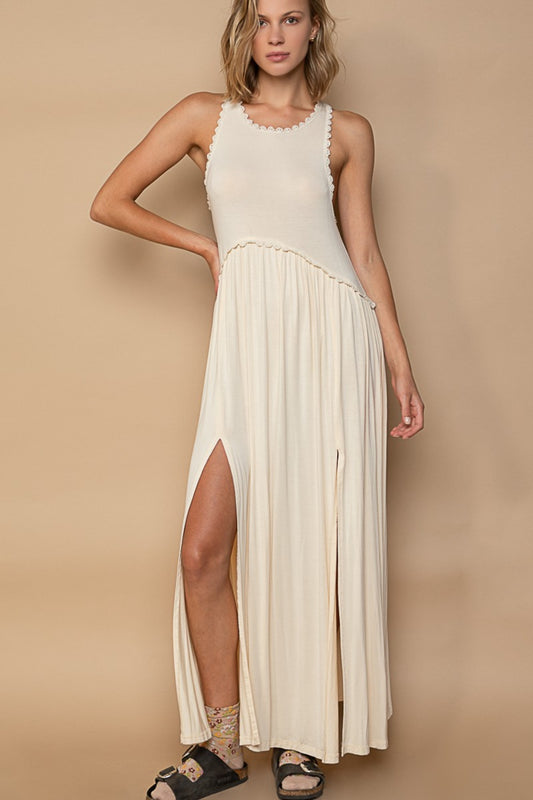 POL Sleeveless Back Zipper Front Slit Maxi Dress Cream Apparel/Dress Dress POL Ship from USA TikTok Trendsi USPS Walmart Walmart Apparel Trendsi https://www.cyberehub.com