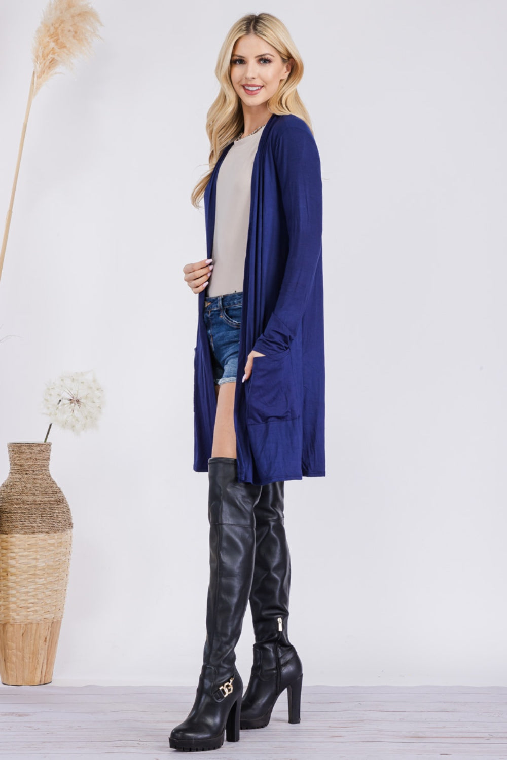 Celeste Full Size Open Front Cardigan with Pockets Shirt Apparel Celeste Clothing Tops Ship from USA Shirts USA Women Trendsi https://www.cyberehub.com