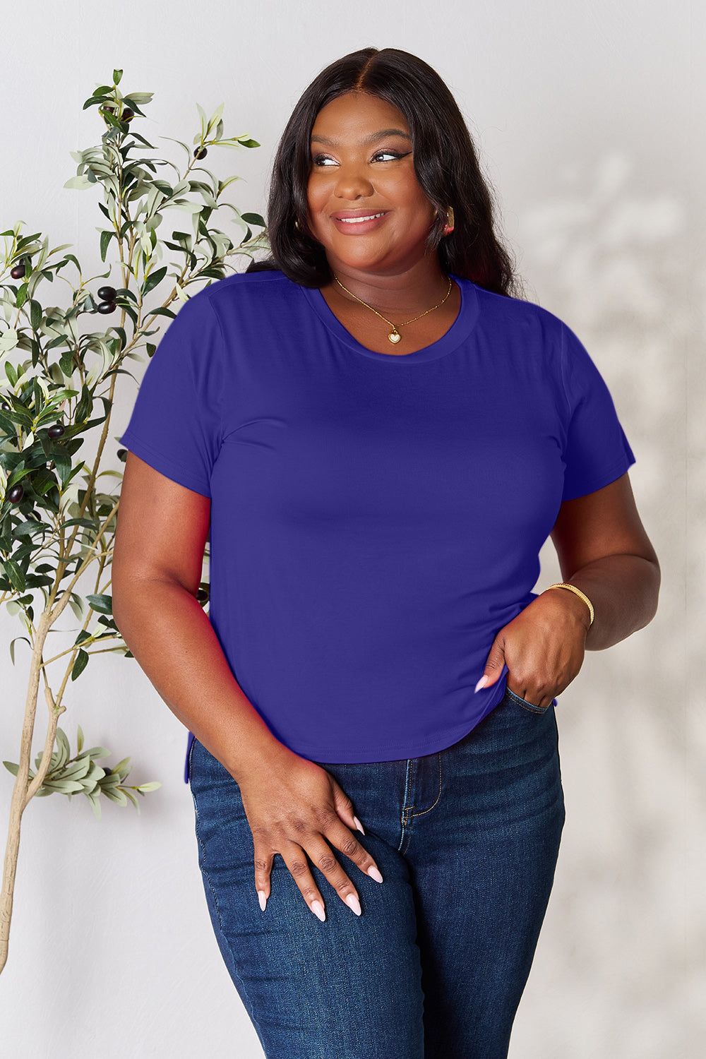 Basic Bae Full Size Round Neck Short Sleeve T-Shirt Apparel/Tops Basic Bae Ship from USA TikTok Tops Trendsi USPS Walmart Walmart Apparel Trendsi https://www.cyberehub.com