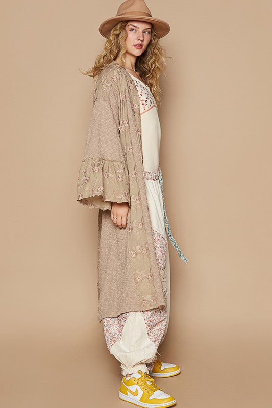 POL Flower Lace Trim Open Front Longline Cardigan Apparel Apparel POL Ship from USA TikTok Trendsi Trendsi https://www.cyberehub.com