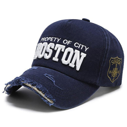 Women's Fashion Embroidered Ripped Cool Baseball Hat Navy Blue Adjustable Apparel/Hat CJ Hat Ship From China CJ https://www.cyberehub.com