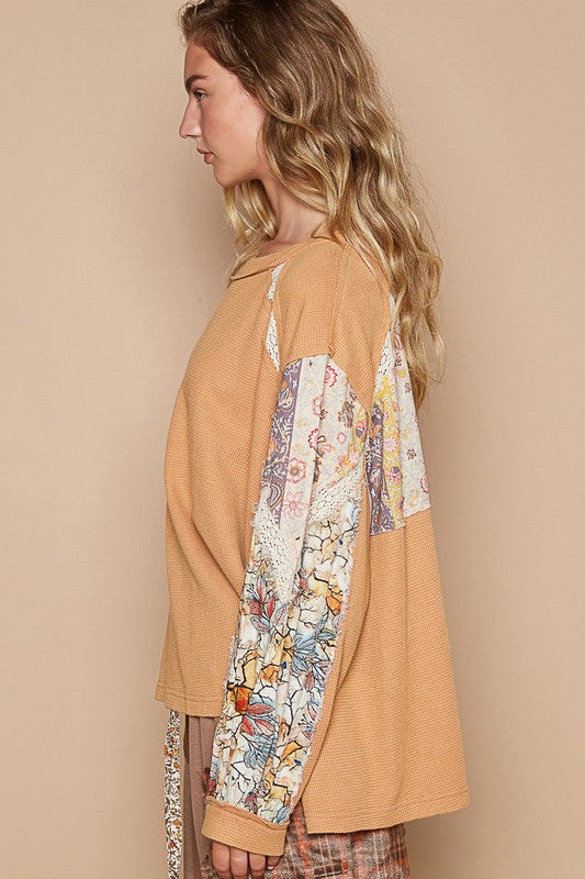 POL Waffle-Knit Lace Detail Round Neck Top Apparel/Tops POL Ship from USA TikTok Tops Trendsi USPS Walmart Walmart Apparel Trendsi https://www.cyberehub.com