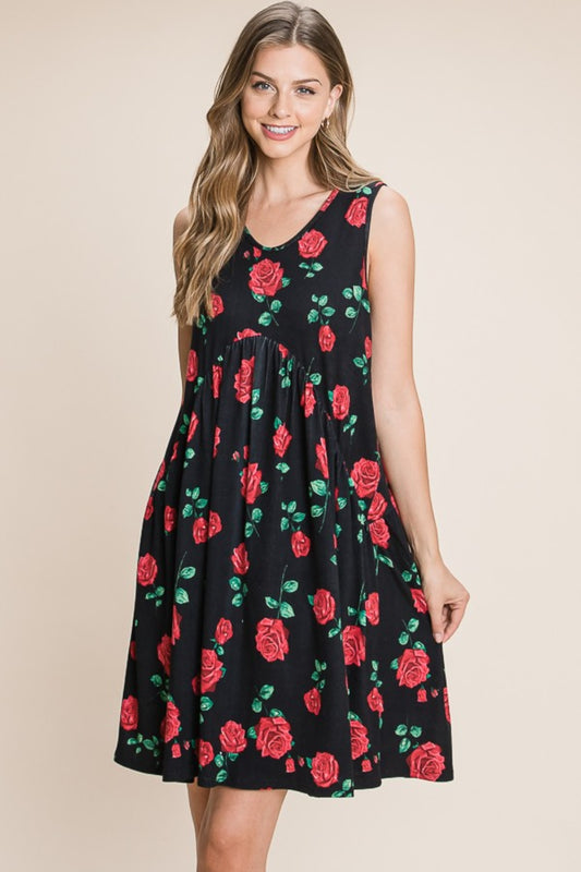 BOMBOM Floral Ruched Tank Dress Black Apparel/Dress BOMBOM Dress Memorial Day Sale Ship from USA TikTok Trendsi USPS Walmart Walmart Apparel Trendsi https://www.cyberehub.com
