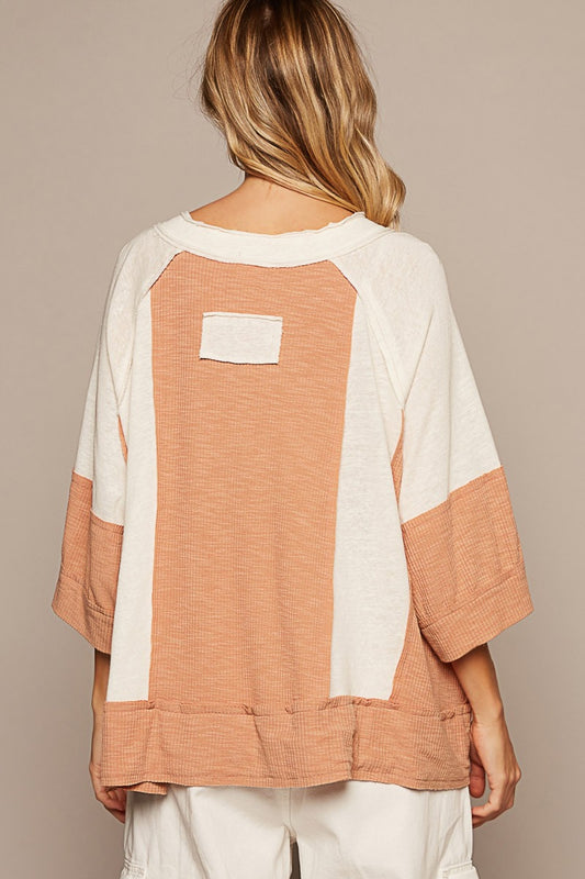 POL Notched Frayed Edge Contrast Top Apparel/Tops POL Ship from USA TikTok Tops Trendsi USPS Walmart Walmart Apparel Trendsi https://www.cyberehub.com