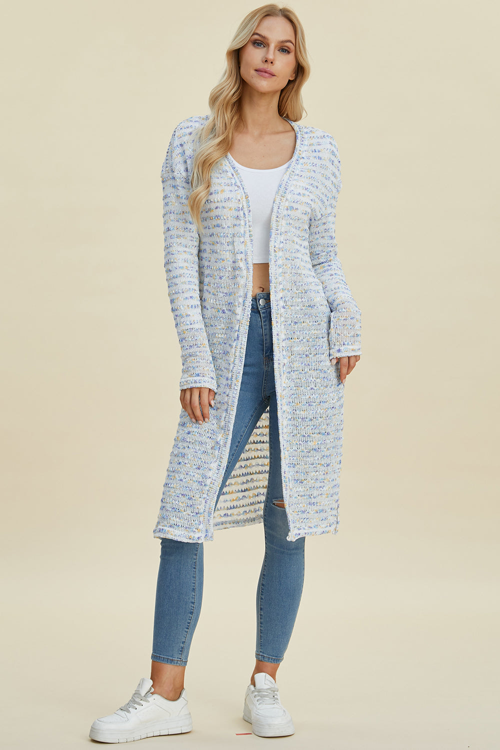 Double Take Full Size Open Front Longline Cardigan Multicolor Shirt Apparel Clothing Tops Double Take Ship from USA Shirts USA Women Trendsi https://www.cyberehub.com
