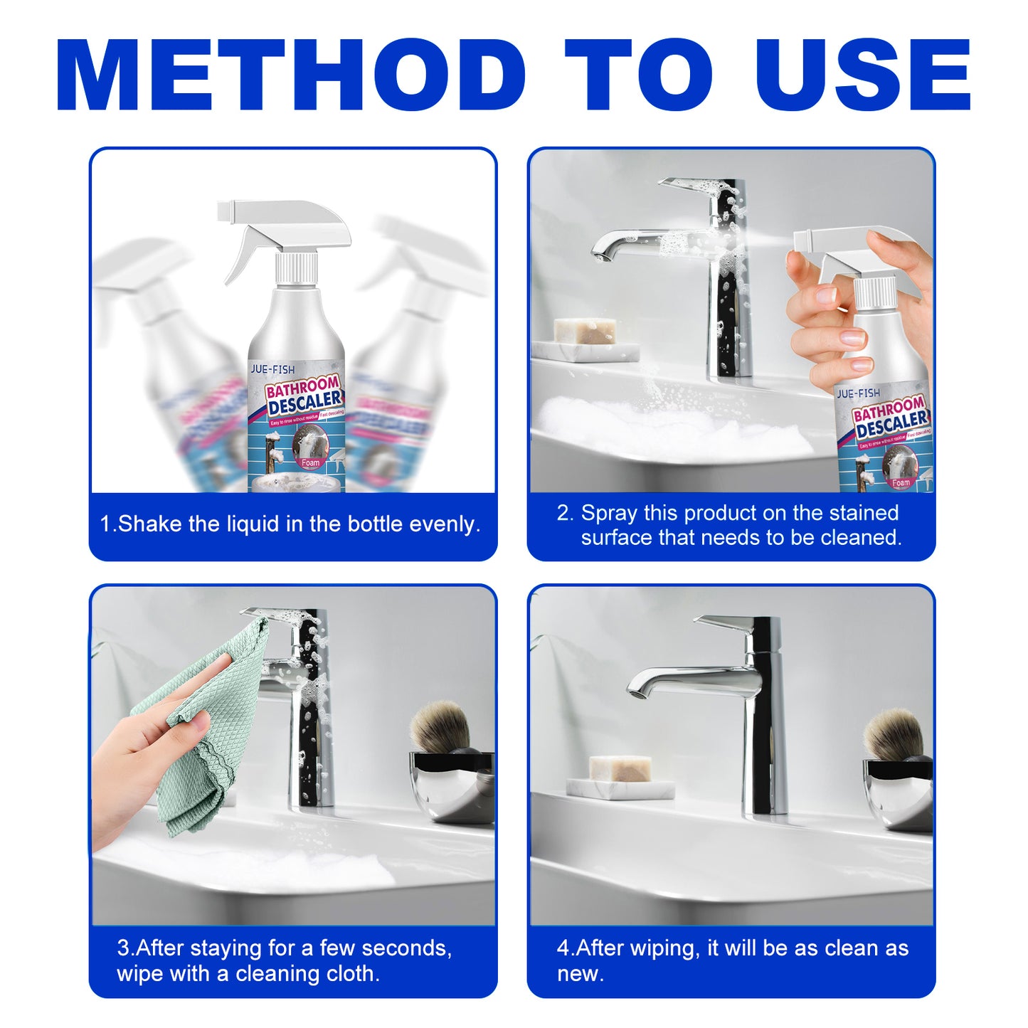 Jue-Fish Bathroom Cleaner, Shower Room Glass Scale Cleaner Stainless Steel Wash Basin Bathtub Decontamination Home & Garden Home Goods Eprolo https://www.cyberehub.com