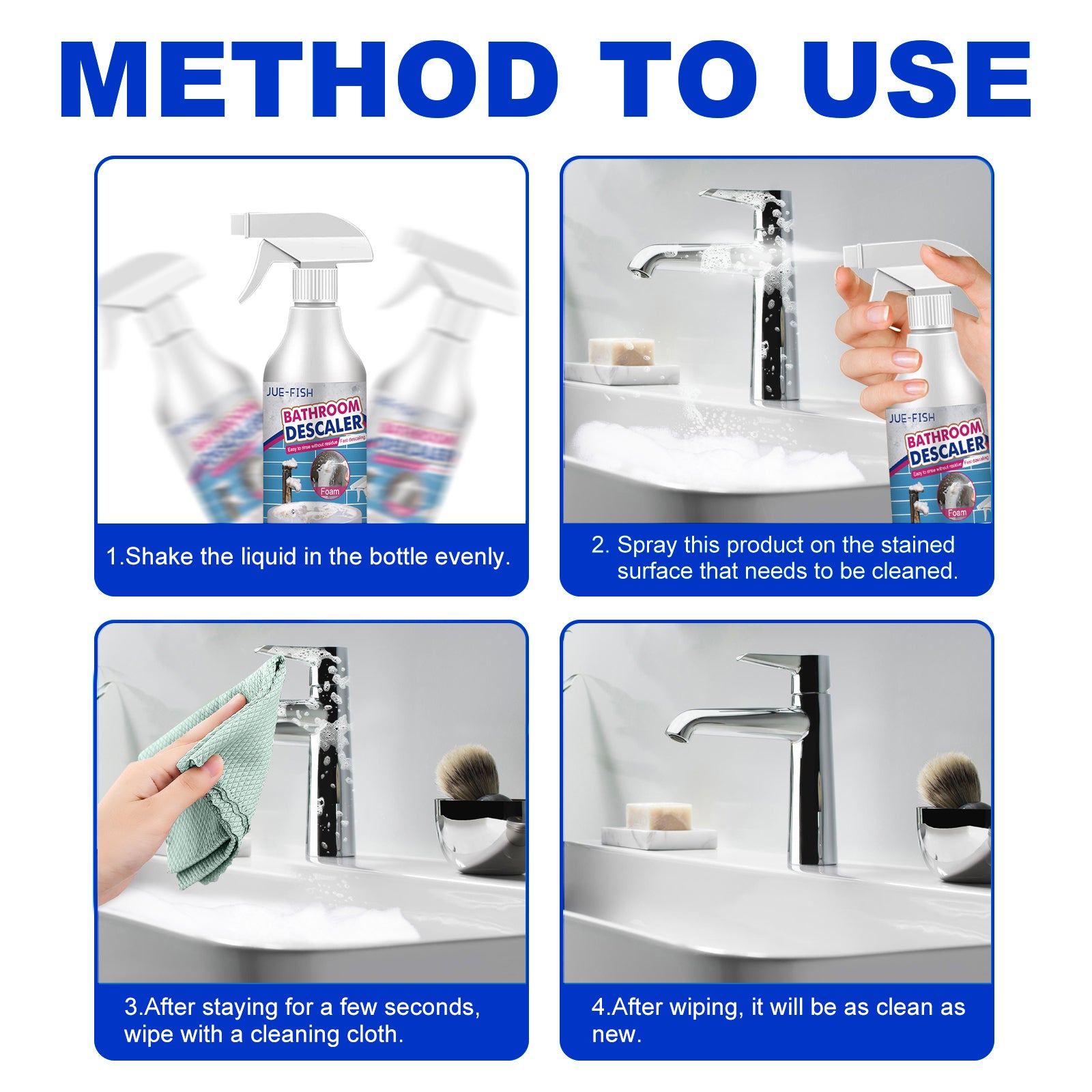 Jue-Fish Bathroom Cleaner, Shower Room Glass Scale Cleaner Stainless Steel Wash Basin Bathtub Decontamination Home & Garden Home Goods Eprolo https://www.cyberehub.com