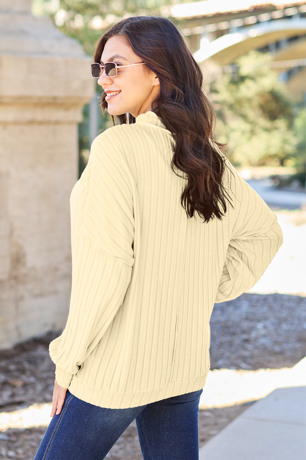 Basic Bae Full Size Ribbed Exposed Seam Mock Neck Knit Top Tops/Jackets/Sweaters Basic Bae Clothing Tops Ship from USA TikTok Trendsi USPS Walmart Trendsi https://www.cyberehub.com