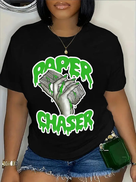 Women's Casual Crew Neck T-Shirt With Unique Hand & Letter Print - Soft Polyester, Machine Washable - Perfect For Spring & Summer Apparel/Shirt/Graphic Shirt SNULLO https://www.cyberehub.com