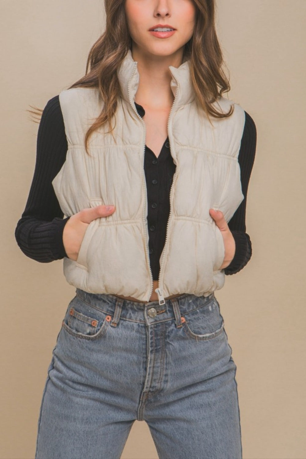 Love Tree Zip Up Turtleneck Cropped Vest Coat Tops/Jackets/Sweaters Clothing Tops LOVE TREE Ship from USA TikTok Trendsi USPS Walmart Trendsi https://www.cyberehub.com