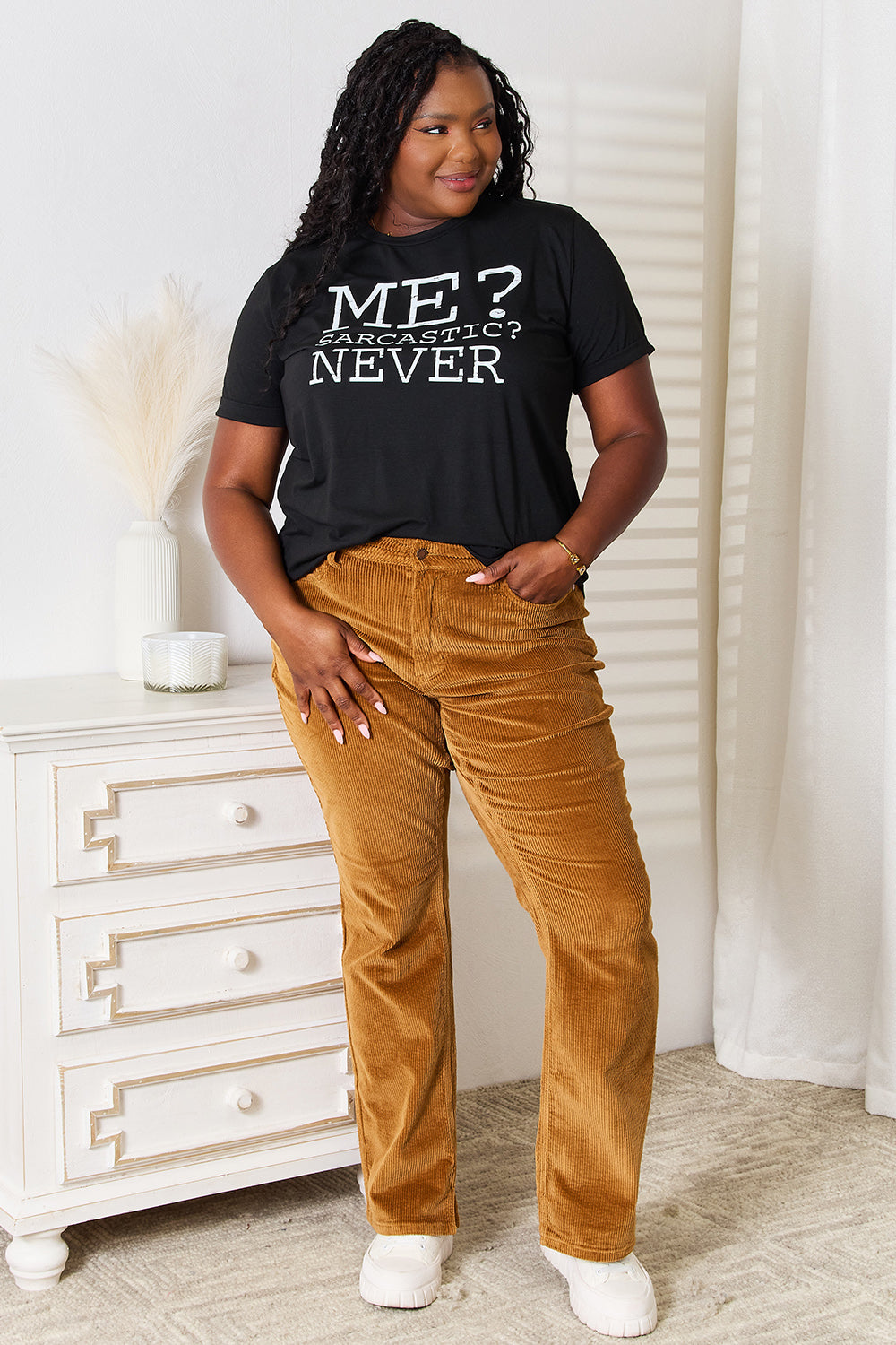 Simply Love Letter Graphic Round Neck T-Shirt Apparel/Tops Doorbusters Ship from USA Simply Love TikTok Tops Trendsi USPS Walmart Walmart Apparel Trendsi https://www.cyberehub.com