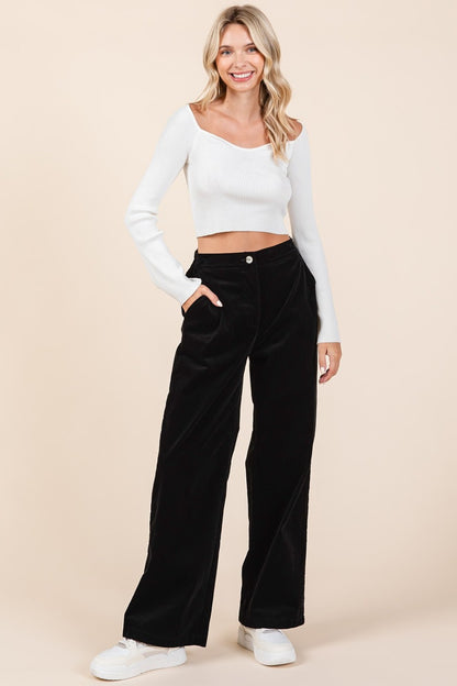 Mittoshop Corduroy Back Elastic Waist Pants Bottoms Bottoms Clothing Mittoshop Ship from USA Women Trendsi https://www.cyberehub.com