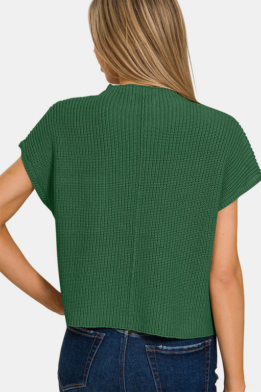 Zenana Mock Neck Short Sleeve Cropped Sweater Shirt Apparel Clothing Tops Ship from USA Shirts USA Women Zenana Trendsi https://www.cyberehub.com