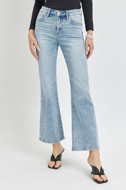 RISEN Full Size High Rise Ankle Flare Jeans Light Bottoms Bottoms Clothing RISEN Ship from USA Women Trendsi https://www.cyberehub.com