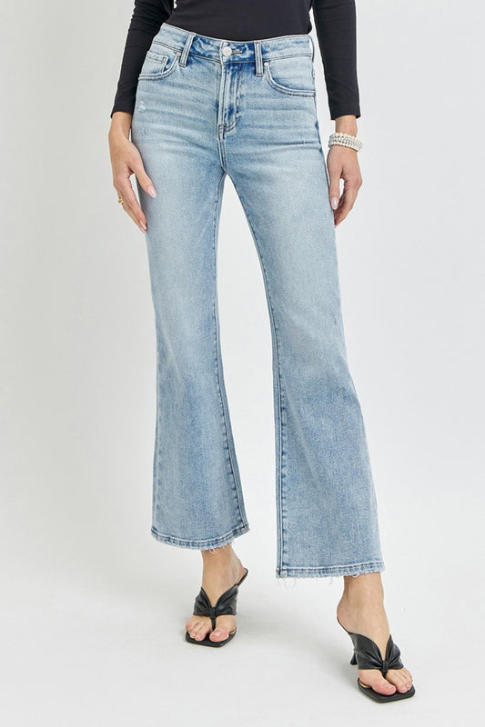 RISEN Full Size High Rise Ankle Flare Jeans Light Bottoms Bottoms Clothing RISEN Ship from USA Women Trendsi https://www.cyberehub.com