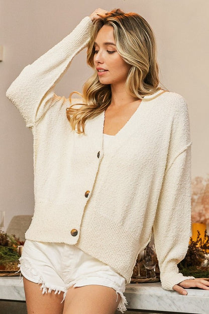 BiBi V-Neck Button Up Dropped Shoulder Cardigan Tops/Jackets/Sweaters BiBi Clothing Tops Ship from USA TikTok Trendsi USPS Walmart Trendsi https://www.cyberehub.com