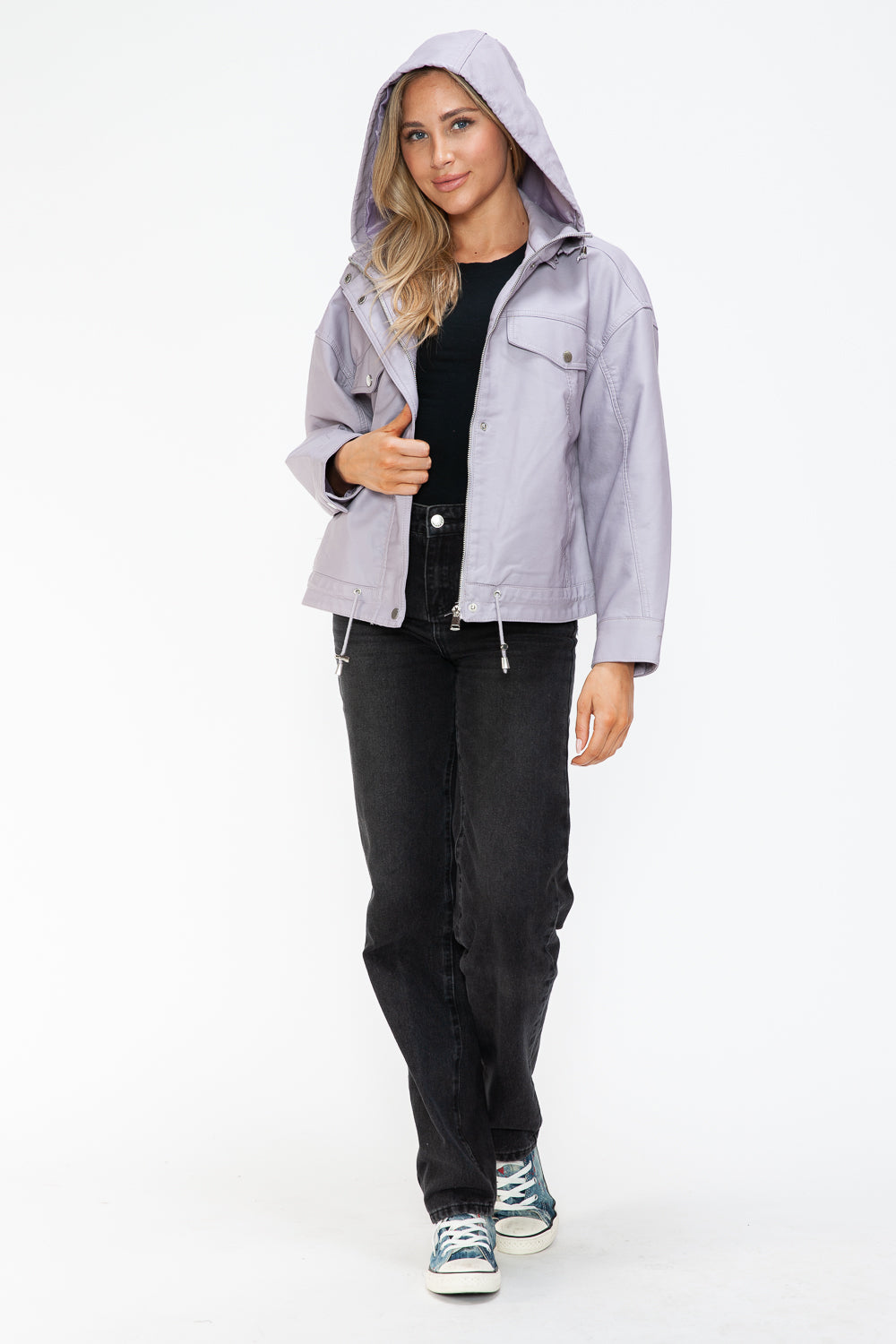 How Dare U Drawstring Hem PU Leather Zip Up Jacket Apparel Featured How Dare U Ship from USA Tiktok Trendsi USA USPS Walmart Trendsi https://www.cyberehub.com