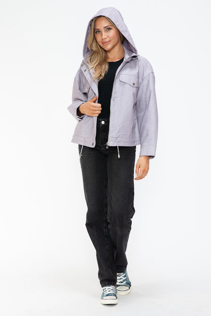 How Dare U Drawstring Hem PU Leather Zip Up Jacket Apparel Featured How Dare U Ship from USA Tiktok Trendsi USA USPS Walmart Trendsi https://www.cyberehub.com