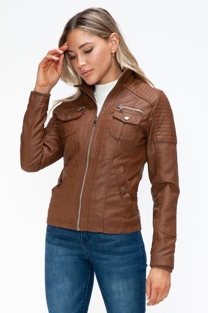 YMI Removable Faux Layered Multi-Pocket Jacket with Fuzzy Hood Apparel Featured Ship from USA Tiktok Trendsi USA USPS Walmart YMI outerwear Trendsi https://www.cyberehub.com
