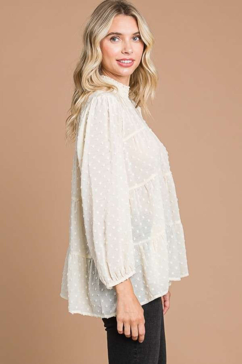 Culture Code Full Size Swiss Dot Smocked Mock Neck Blouse Apparel/Tops Culture Code Ship from USA TikTok Tops Trendsi USPS Walmart Walmart Apparel Trendsi https://www.cyberehub.com