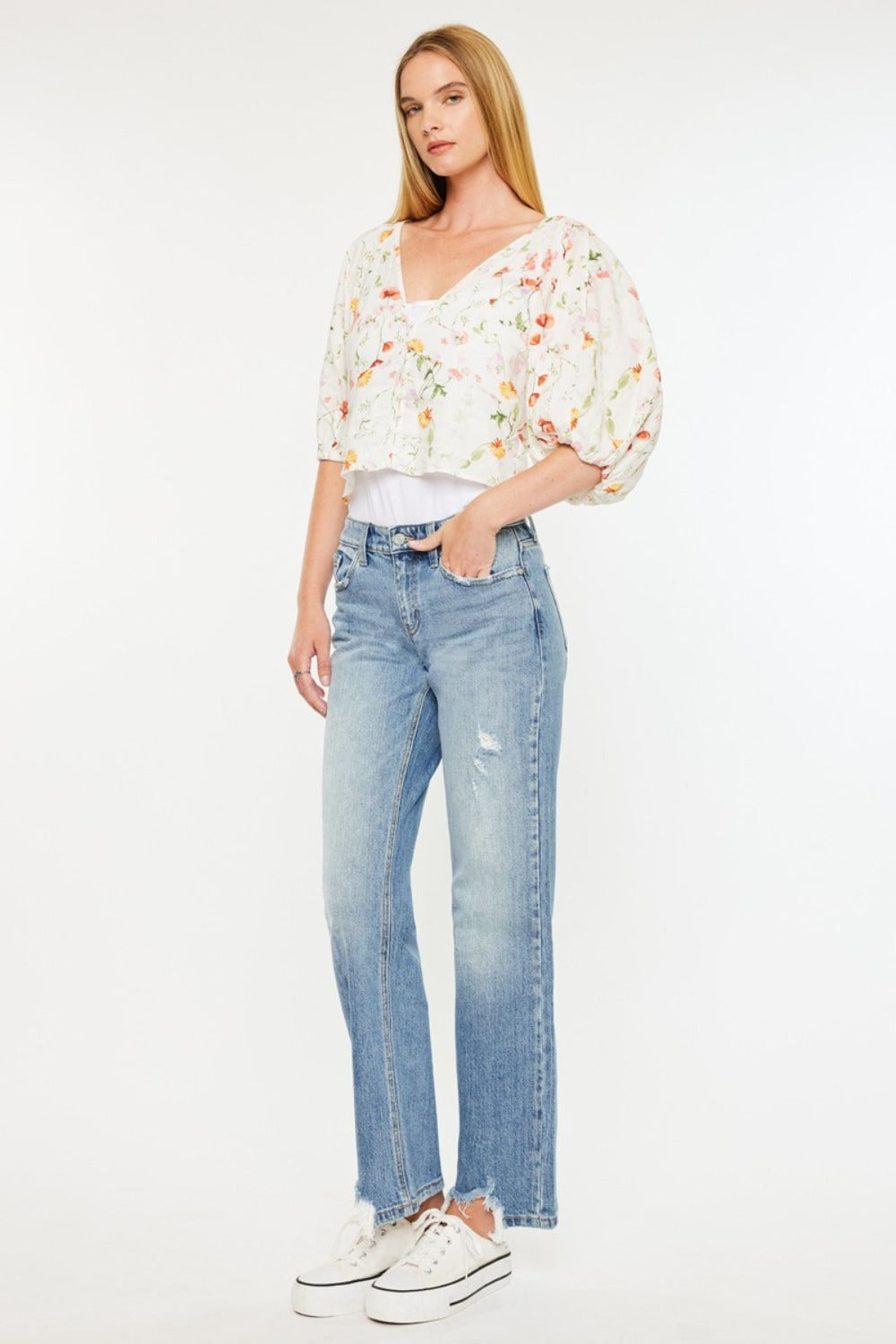 Kancan Mid Rise Frayed Hem Straight Jeans Bottoms Bottoms Clothing Kancan Pants Ship from USA Women Trendsi https://www.cyberehub.com