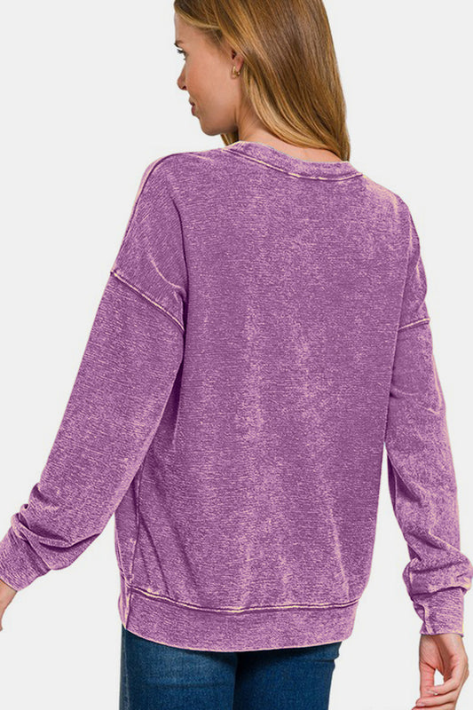 Zenana Washed Round Neck Dropped Shoulder Sweatshirt Apparel Apparel Ship from USA TikTok Trendsi Zenana Trendsi https://www.cyberehub.com