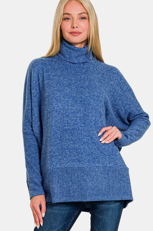Zenana Full Size Brushed Melange Hacci Turtleneck Sweater Lt Navy Tops/Jackets/Sweaters Clothing Tops Ship from USA TikTok Trendsi USPS Walmart Zenana Trendsi https://www.cyberehub.com