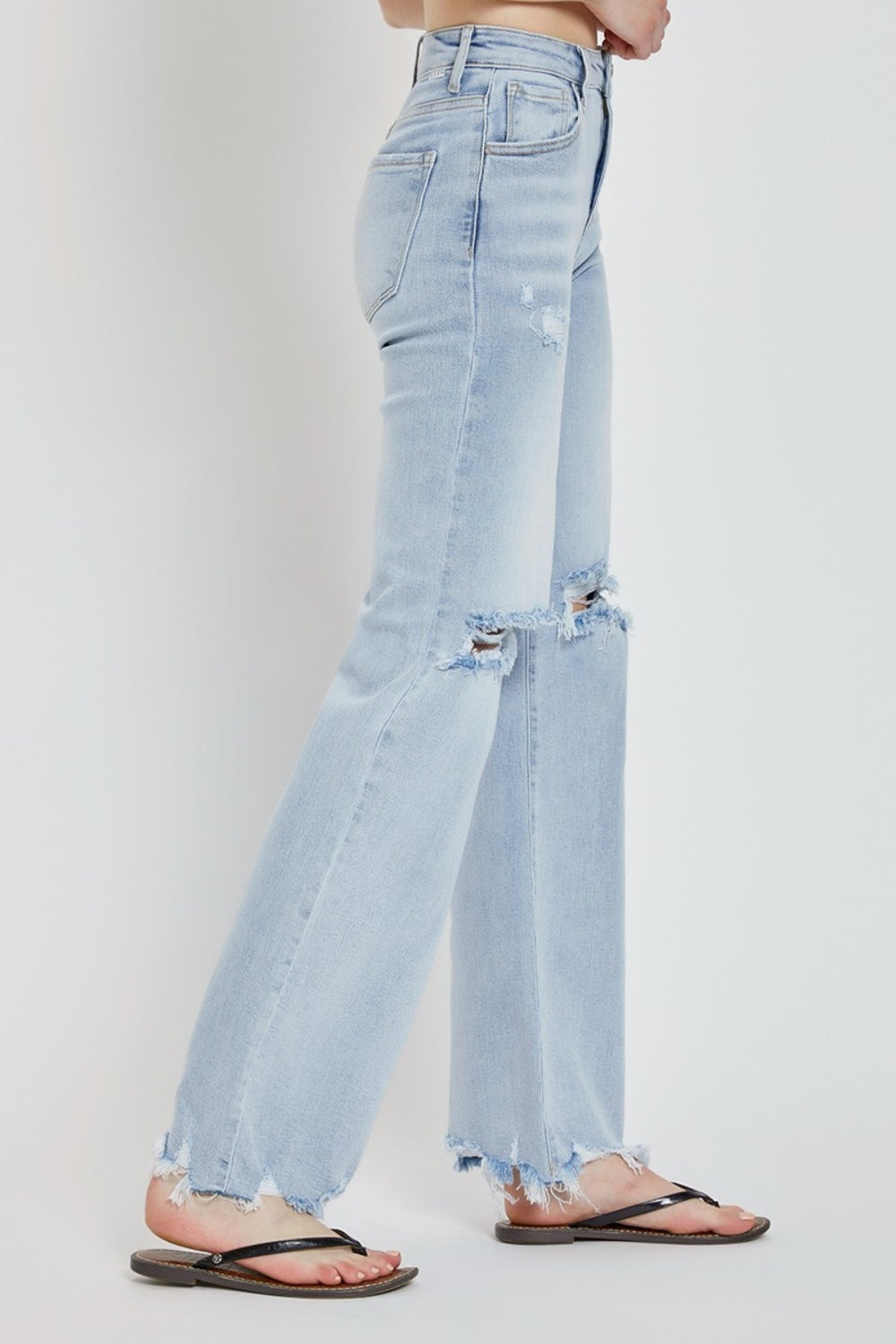RISEN Full Size High Rise Distressed Wide Leg Jeans Bottoms Bottoms Clothing RISEN Ship from USA Women Trendsi https://www.cyberehub.com