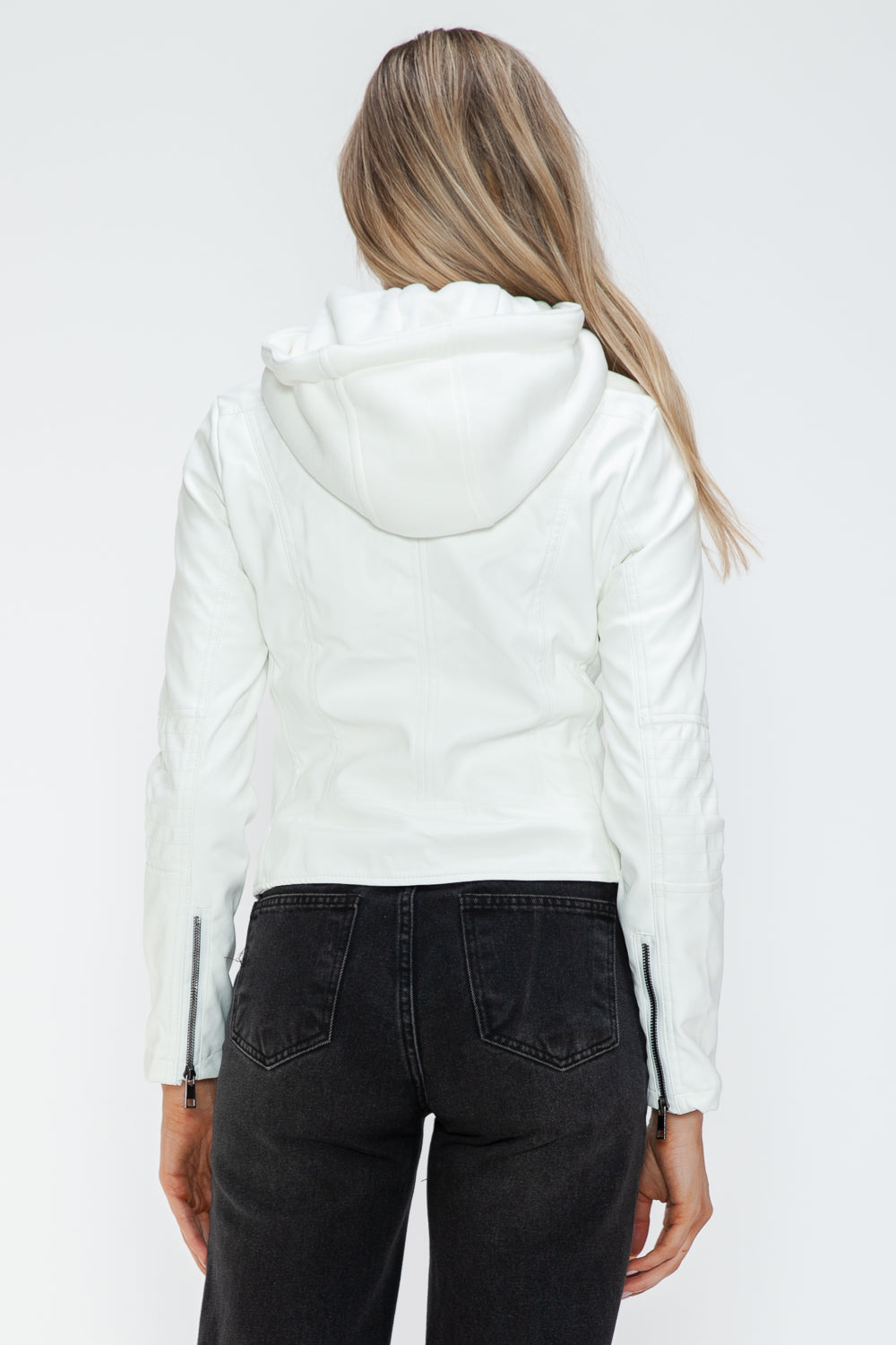 Snobbish Faux Leather Zip Up Drawstring Hooded Jacket Tops/Jackets/Sweaters Clothing Tops Ship from USA Snobbish TikTok Trendsi USPS Walmart Trendsi https://www.cyberehub.com