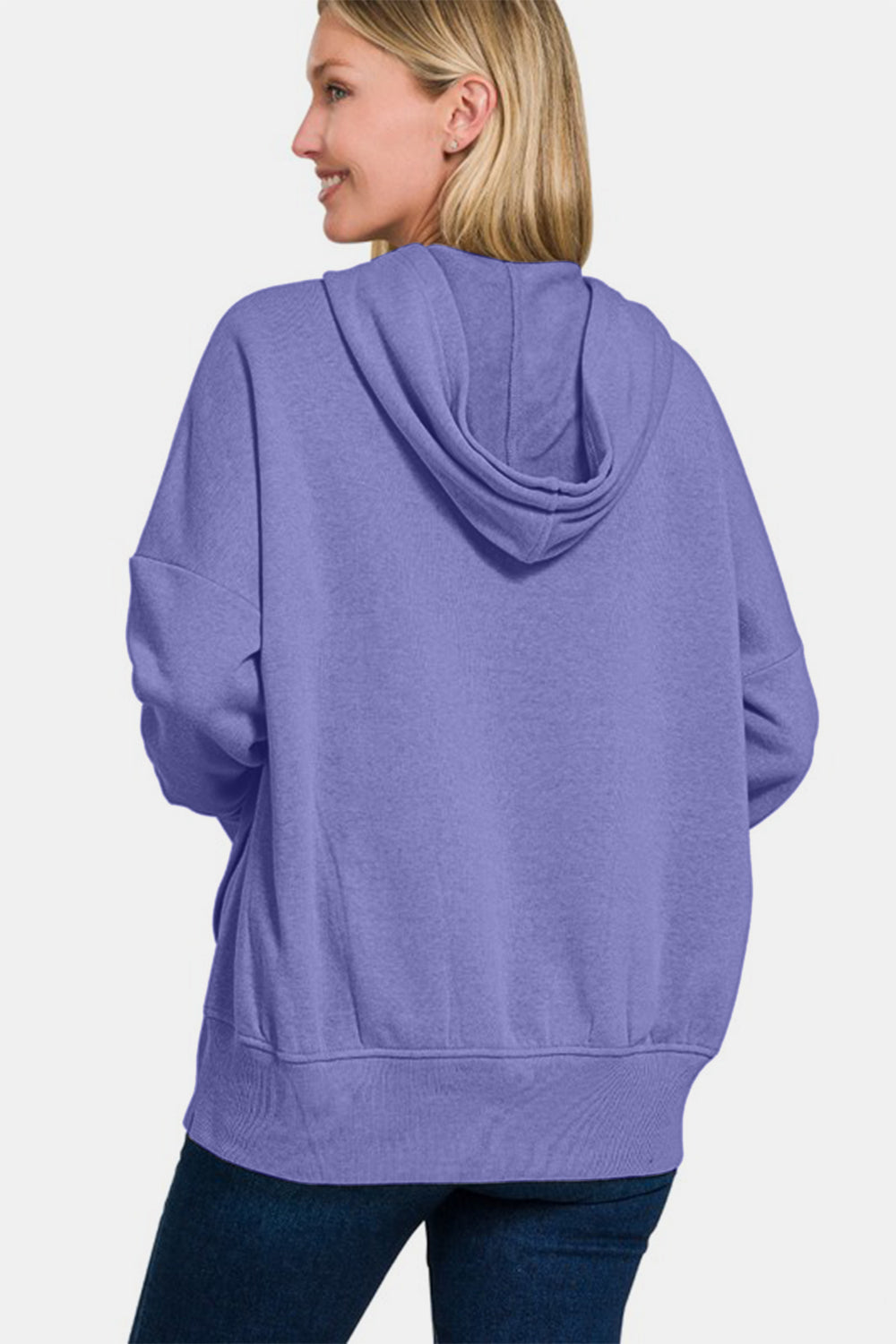 Zenana Half Snap Long Sleeve Hoodie with Kangaroo Pocket Apparel/Tops Ship from USA TikTok Tops Trendsi USPS Walmart Walmart Apparel Zenana Trendsi https://www.cyberehub.com