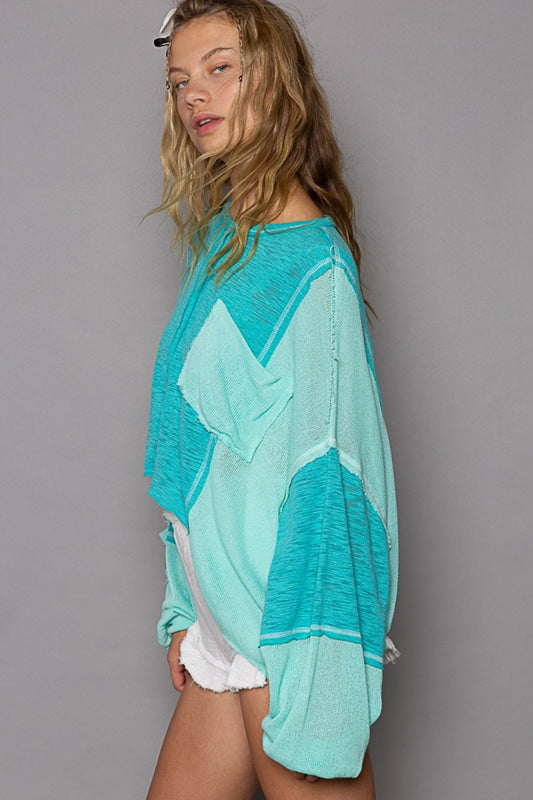 POL Round Neck Contrast High-Low Top Tops/Jackets/Sweaters Clothing Tops POL Ship from USA TikTok Trendsi USPS Walmart Trendsi https://www.cyberehub.com