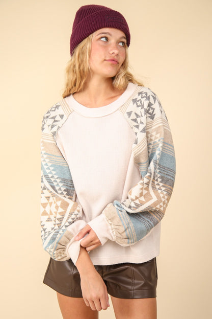 VERY J Printed Long Sleeve Round Neck Knit Top Shirt Apparel Clothing Tops Ship from USA Shirts USA VERY J Women Trendsi https://www.cyberehub.com