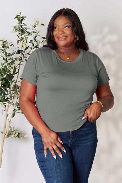 Basic Bae Full Size Round Neck Short Sleeve T-Shirt Apparel/Tops Basic Bae Ship from USA TikTok Tops Trendsi USPS Walmart Walmart Apparel Trendsi https://www.cyberehub.com