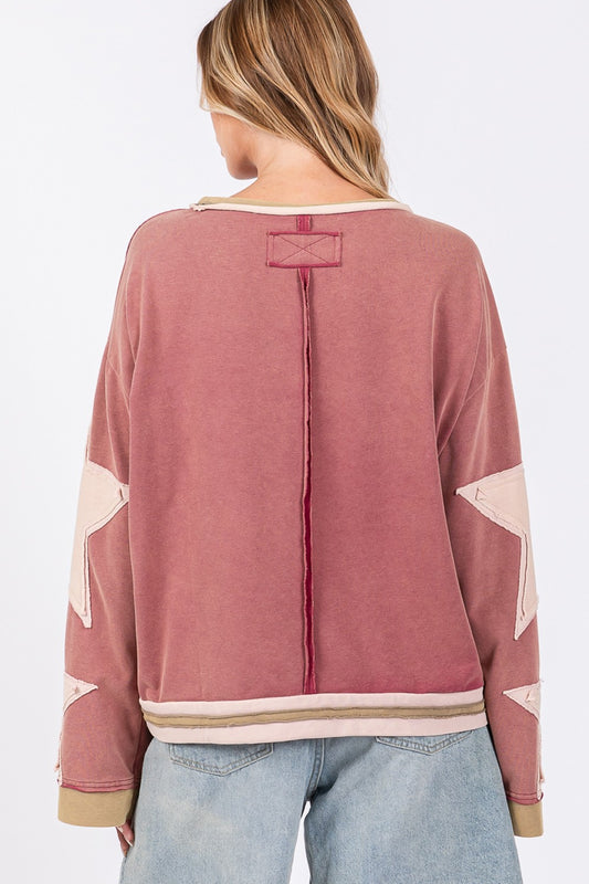 SAGE + FIG French Terry Star Applique Patch Sweatshirt Apparel/Tops SAGE+FIG Ship from USA TikTok Tops Trendsi USPS Walmart Walmart Apparel Trendsi https://www.cyberehub.com