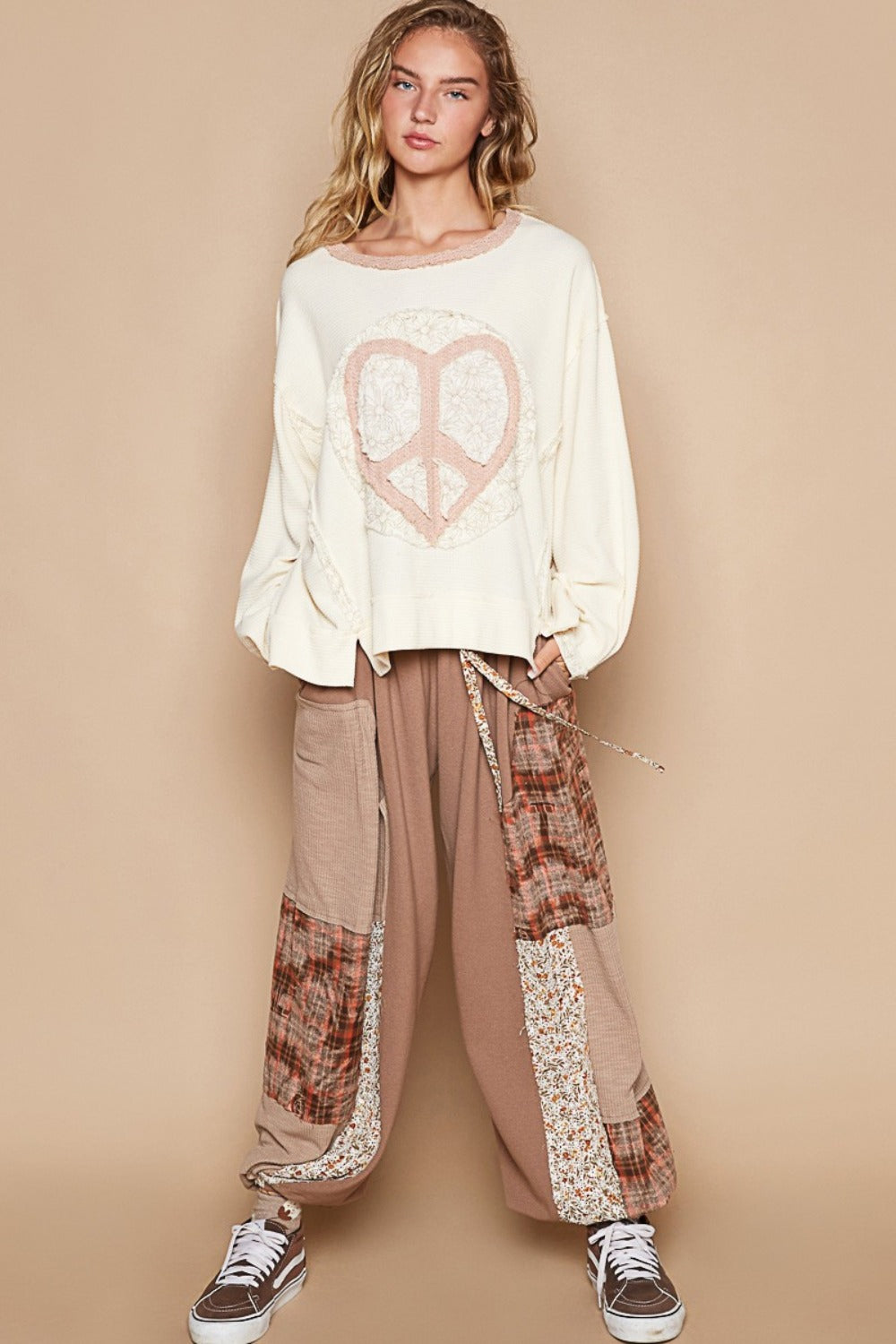POL Round Neck Long Sleeve Thermal Knit Patch Top Shirt Apparel Clothing Tops POL Ship from USA Shirts USA Women Trendsi https://www.cyberehub.com
