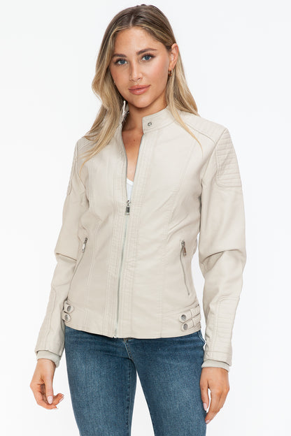 Snobbish Faux Leather Biker Jacket with Side Zip Pockets Tops/Jackets/Sweaters Clothing Tops Ship from USA Snobbish TikTok Trendsi USPS Walmart Trendsi https://www.cyberehub.com