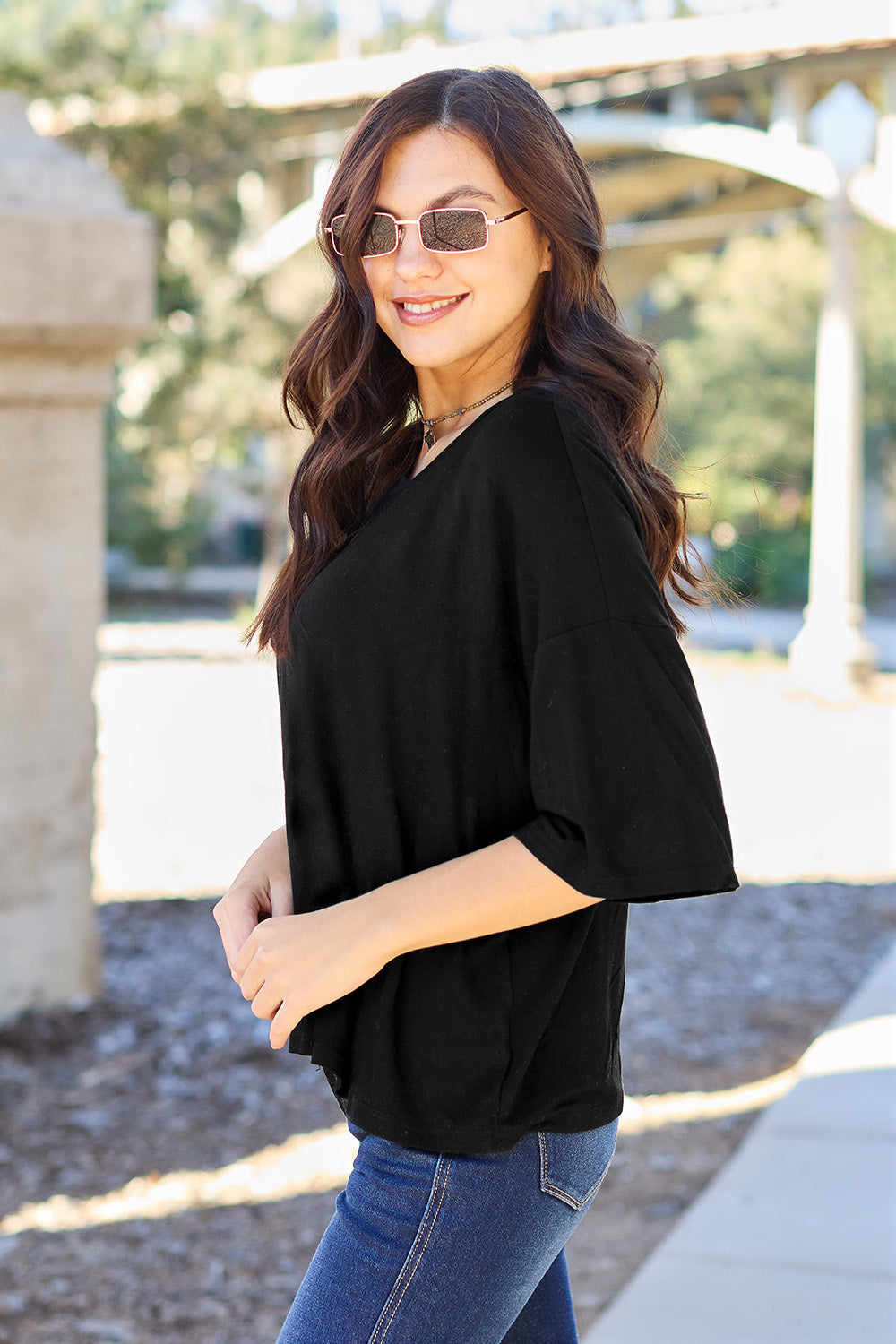 Basic Bae Full Size Round Neck Drop Shoulder T-Shirt Apparel/Tops Basic Bae Ship from USA TikTok Tops Trendsi USPS Walmart Walmart Apparel Trendsi https://www.cyberehub.com