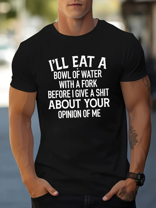 I Will Have A Bowl Of Water Printed Men's Round Neck Fashionable Short Sleeved Sports T-shirt, Comfortable And Versatile, Suitable For Summer And Spring, Sports Style, Comfortable Fit T-shirt, As A Gi Apparel/Shirt/Graphic Shirt SNULLO https://www.cyberehub.com