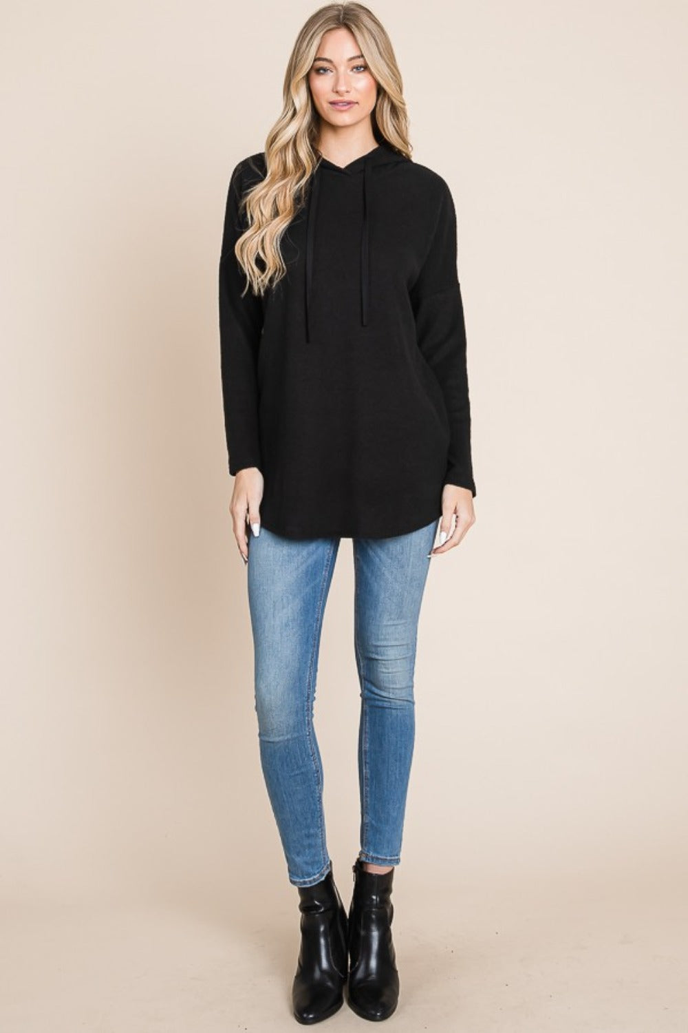 BOMBOM Contrast Drawstring Drop Shoulder Knit Hoodie Tops/Jackets/Sweaters BOMBOM Clothing Tops Ship from USA TikTok Trendsi USPS Walmart Trendsi https://www.cyberehub.com