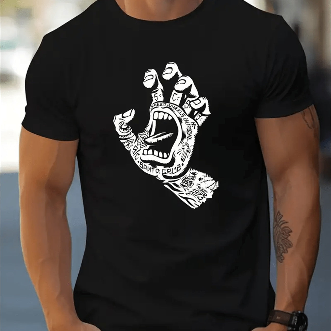 Men's Creative Tops, Casual Short Sleeved Round Neck T-shirts, Summer Outdoor Men's Clothing Black Apparel/Shirt/Graphic Shirt SNULLO https://www.cyberehub.com