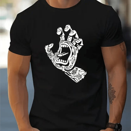 Men's Creative Tops, Casual Short Sleeved Round Neck T-shirts, Summer Outdoor Men's Clothing Black Apparel/Shirt/Graphic Shirt SNULLO https://www.cyberehub.com