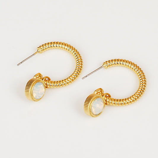 Rope Cat's Eye Stone C-Hoop Earrings Gold One Size Hoop Earrings Earring H.C Jewelry Ship from USA Walmart Trendsi https://www.cyberehub.com