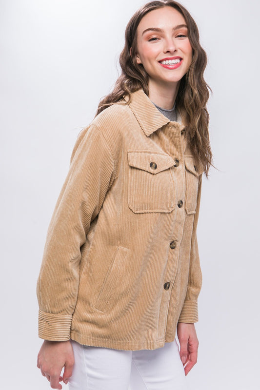 Love Tree Corduroy Button Up Jacket with Sherpa Inside Tops/Jackets/Sweaters Clothing Tops LOVE TREE Ship from USA TikTok Trendsi USPS Walmart Trendsi https://www.cyberehub.com