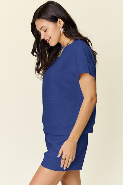 Double Take Full Size Texture Short Sleeve T-Shirt and Drawstring Shorts Set Apparel/Tops Double Take Ship from USA TikTok Tops Trendsi USPS Walmart Walmart Apparel Trendsi https://www.cyberehub.com