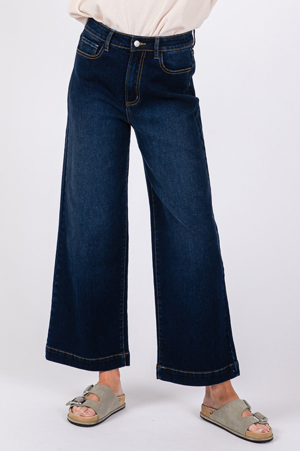 SAGE + FIG High Waist Wide Leg Jeans Bottoms Bottoms Clothing SAGE+FIG Ship from USA Women Trendsi https://www.cyberehub.com