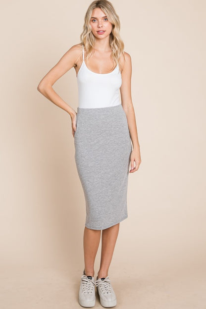 BOMBOM Elastic Waist Pencil Skirt Heather Gray Bottoms BOMBOM Bottoms Clothing Pants Ship from USA Women Trendsi https://www.cyberehub.com