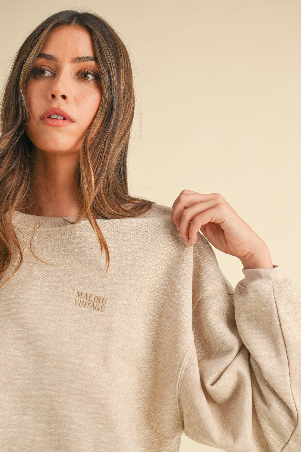 Mable Round Neck Letter Embroidery Crop Sweatshirt Tops/Jackets/Sweaters Clothing Tops MABLE Ship from USA TikTok Trendsi USPS Walmart Trendsi https://www.cyberehub.com