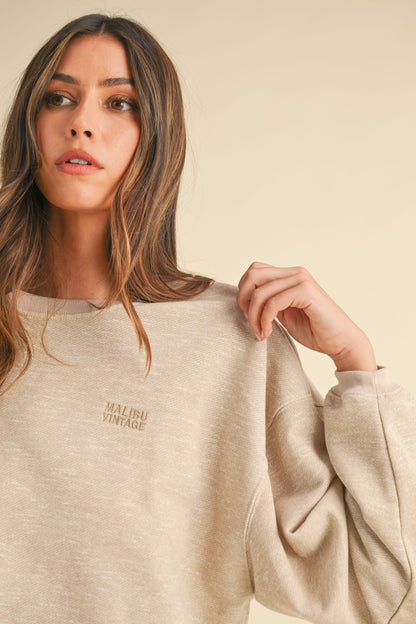 Mable Round Neck Letter Embroidery Crop Sweatshirt Tops/Jackets/Sweaters Clothing Tops MABLE Ship from USA TikTok Trendsi USPS Walmart Trendsi https://www.cyberehub.com