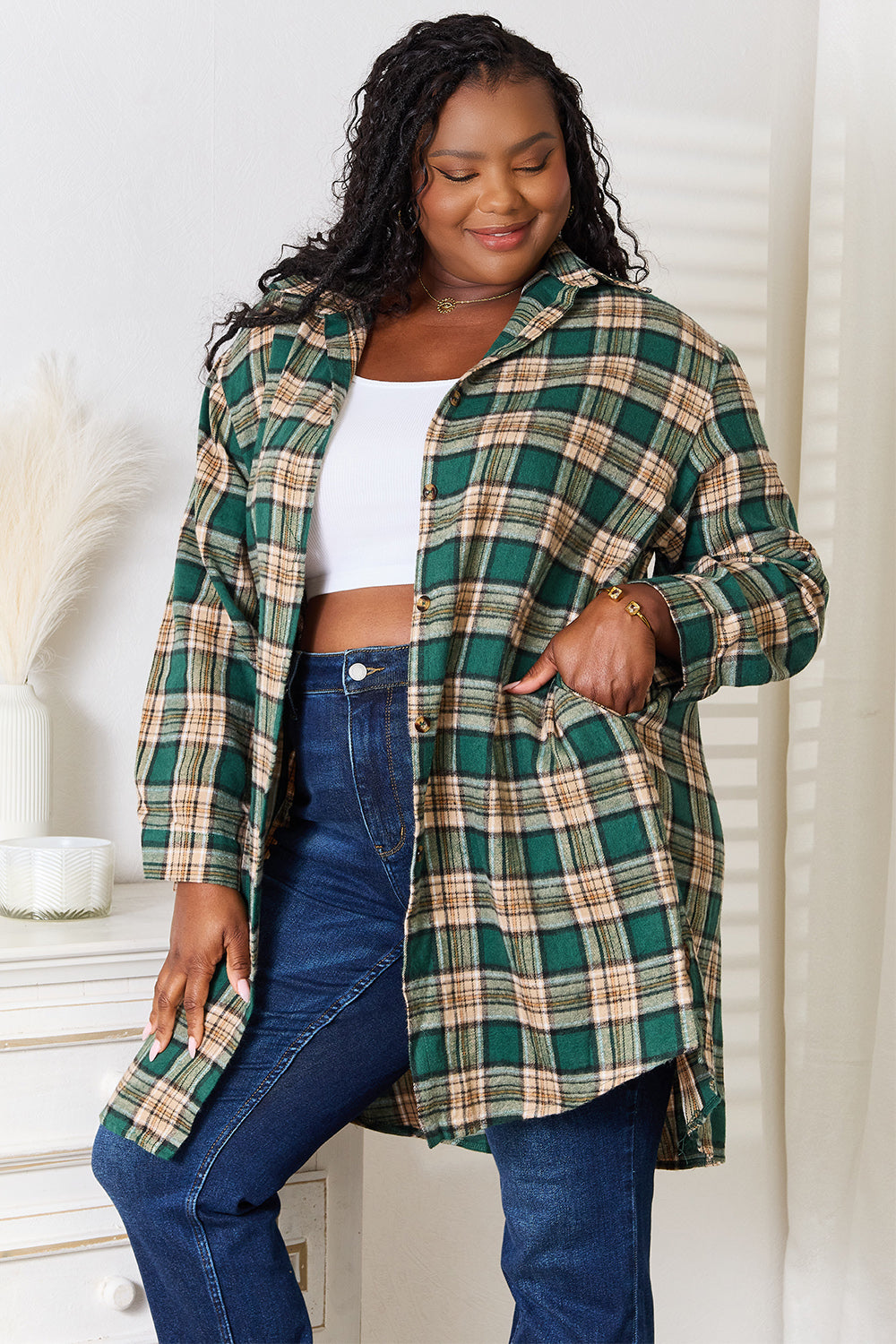 Mandy Plaid Collared Neck Long Sleeve Shirt Apparel/Tops Doorbusters Mandy Ship from USA TikTok Tops Trendsi USPS Walmart Walmart Apparel Trendsi https://www.cyberehub.com