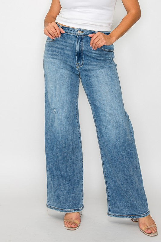 bytos Full Size High Rise Wide Leg Jeans with Pockets Apparel Apparel bytos Ship from USA TikTok Trendsi Trendsi https://www.cyberehub.com